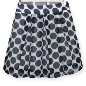 The Limited Cream and Black Polka Dot Lined Pleated A-Line Skirt